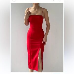 Haute Monde Women's Long Sleeve Midi Dress Side Slit M